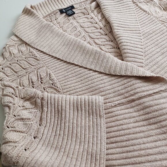 Sisters Open Front Vine Knit Cocoon Cardigan - Picture 2 of 16